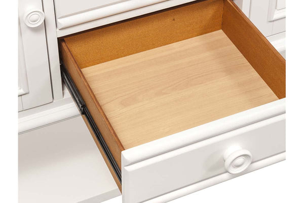 Freeport Oyster White Storage Dining Server Buffet With Louvered Panel Accents