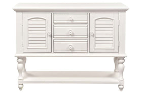 Freeport Oyster White Storage Dining Server Buffet With Louvered Panel Accents