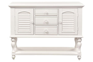 Freeport Oyster White Storage Dining Server Buffet With Louvered Panel Accents