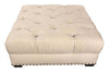 Image of Gaines Tufted 36", 40", 44", Or 48" Inch Square Leather Ottoman (4 Sizes Available) - In Cream