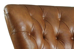 Gallagher "Quick Ship" Traditional Tufted Back Leather Accent Chair With Nail Trim