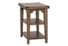 Image of Gannon Rustic Weathered Brown Chair Side Table With Two Storage Shelves
