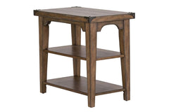 Gannon Rustic Weathered Brown Chair Side Table With Two Storage Shelves