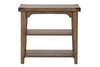 Image of Gannon Rustic Weathered Brown Chair Side Table With Two Storage Shelves