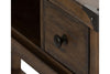 Image of Gannon Rustic Weathered Brown Double Drawer Plank Top Sofa Table With Shelf