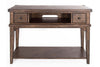 Image of Gannon Rustic Weathered Brown Double Drawer Plank Top Sofa Table With Shelf