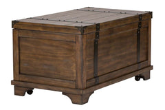 Gannon Rustic Weathered Brown Cedar Lined Storage Trunk Coffee Table