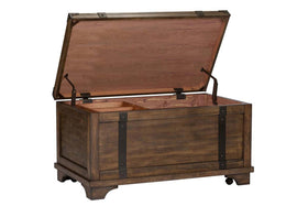 Gannon Rustic Weathered Brown Cedar Lined Storage Trunk Coffee Table