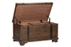Image of Gannon Rustic Weathered Brown Cedar Lined Storage Trunk Coffee Table