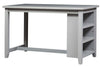 Image of Glenwood Small Spaces Gray 5 Piece Counter Height Bookshelf Dining Set With Four Linen Upholstered Stools