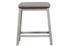 Image of Glenwood Small Spaces Gray 5 Piece Counter Height Bookshelf Dining Set With Four Linen Upholstered Stools