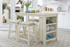 Image of Glenwood Small Spaces White 5 Piece Counter Height Bookshelf Dining Set With Four Linen Upholstered Stools