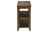 Image of Grant Nutmeg Finish Chair Side Table With Pull Out Drink Shelf And Two Lower Shelves