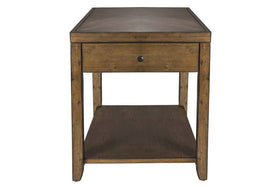 Grant Nutmeg Finish Single Drawer End Table With Lower Storage Shelf