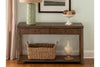 Image of Grant Nutmeg Finish Double Drawer Sofa Table With Lower Storage Shelf