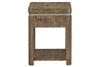 Image of Greer Chair Side Table With Reclaimed Dark Pine Base And Top With Metallic Accents