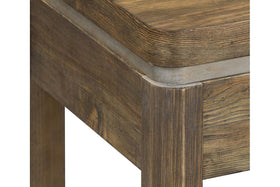 Greer Chair Side Table With Reclaimed Dark Pine Base And Top With Metallic Accents