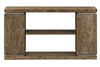 Image of Greer Door Storage Sofa Table With Reclaimed Dark Pine Base And Top With Metallic Accents