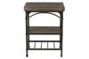 Image of Halstrom Industrial Style Wood And Metal Chair Side Table With Dark Oak Top And Two Shelves