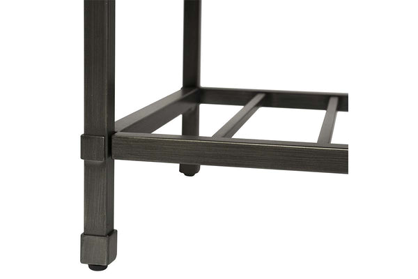 Halstrom Industrial Style Wood And Metal Chair Side Table With Dark Oak Top And Two Shelves