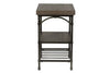 Image of Halstrom Industrial Style Wood And Metal Chair Side Table With Dark Oak Top And Two Shelves