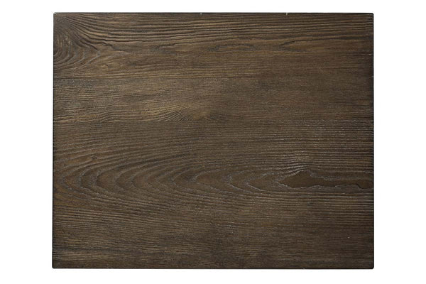 Halstrom Industrial Style Wood And Metal Chair Side Table With Dark Oak Top And Two Shelves