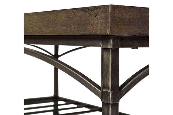 Halstrom Industrial Style Metal Base Coffee Table With Dark Oak Veneer Plank Top