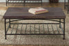 Image of Halstrom Industrial Style Metal Base Coffee Table With Dark Oak Veneer Plank Top