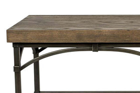 Halstrom Industrial Style Wood And Metal Sofa Table With Dark Oak Top And Two Shelves