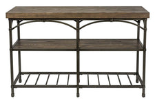 Halstrom Industrial Style Wood And Metal Sofa Table With Dark Oak Top And Two Shelves