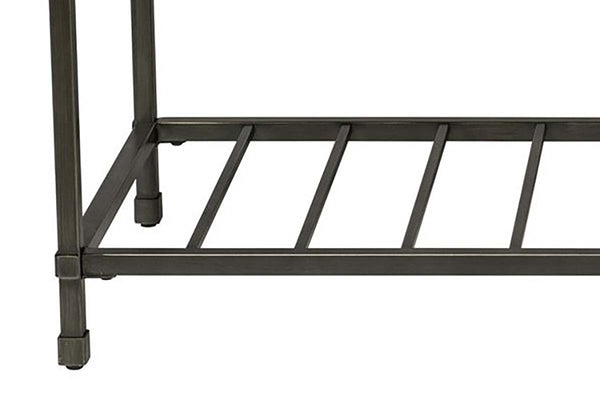 Halstrom Industrial Style Wood And Metal Sofa Table With Dark Oak Top And Two Shelves