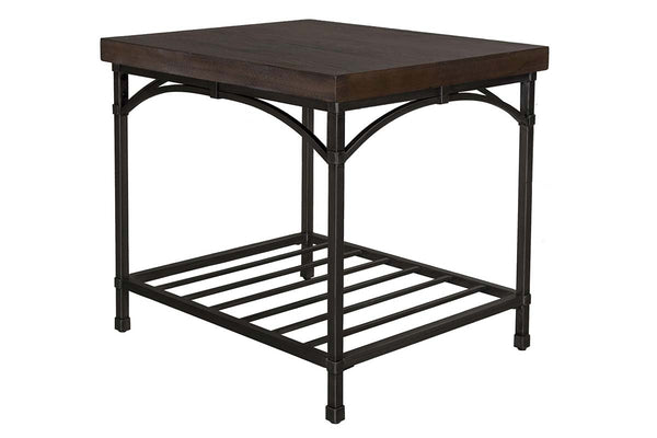 Halstrom Industrial Style Wood And Metal End Table With Dark Oak Top A