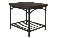 Halstrom Industrial Style Wood And Metal End Table With Dark Oak Top And Shelf