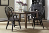 Image of Hampstead 5 Piece Leg Table Dining Set In A Rustic Oak Finish With Rustic Black Windsor Back Side Chairs