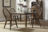 Image of Hampstead 5 Piece Leg Table Dining Set With Windsor Back Side Chairs In A Rustic Oak Finish