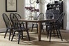 Image of Hampstead 7 Piece Leg Table Dining Set With Rustic Oak Finish And Rustic Black Windsor Back Chairs