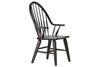 Image of Hampstead 6 Piece Leg Table Dining Set In A Rustic Oak Finish With Rustic Black Windsor Back Side Chairs And Bench