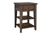 Image of Harding Traditional Plank Style Rustic Brown Oak Chair Side Table With Drawer