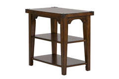 Harwood Rustic Russet Brown Chair Side Table With Two Storage Shelves