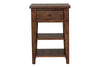 Image of Harding Traditional Plank Style Rustic Brown Oak Chair Side Table With Drawer