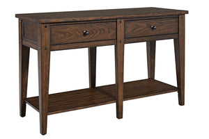 Harding Traditional Two Drawer Plank Style Rustic Brown Oak Sofa Console Table
