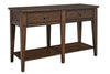 Image of Harding Traditional Two Drawer Plank Style Rustic Brown Oak Sofa Console Table