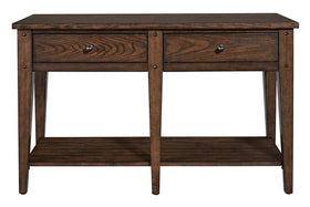 Harding Traditional Two Drawer Plank Style Rustic Brown Oak Sofa Console Table