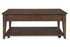 Image of Harding Lift Top Plank Top Rustic Brown Oak Coffee Table With Storage Shelf