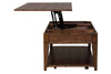 Image of Harding Lift Top Plank Top Rustic Brown Oak Coffee Table With Storage Shelf