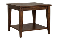 Harding Traditional Plank Style Rustic Brown Oak Square Lamp Table