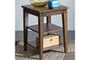 Image of Harding Traditional Plank Style Rustic Brown Oak Tiered End Table With Two Shelves
