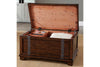 Image of Harwood Rustic Russet Brown Cedar Lined Storage Trunk Coffee Table