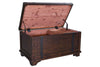 Image of Harwood Rustic Russet Brown Cedar Lined Storage Trunk Coffee Table