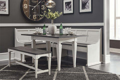 Harper Vintage White With Charcoal Top 5 Piece Corner Dining Nook Table Set With Bench